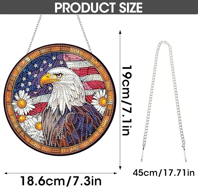 SKRYUIE Eagle Hanging Pearl Diamond Art Kits for Adults Suncatcher A21 | Special Shaped Crystal DIY Hanging Diamond Painting Kit, Gift for Mother Spring Summer Window Wreath Decor 7.48 x 7.32 Inch