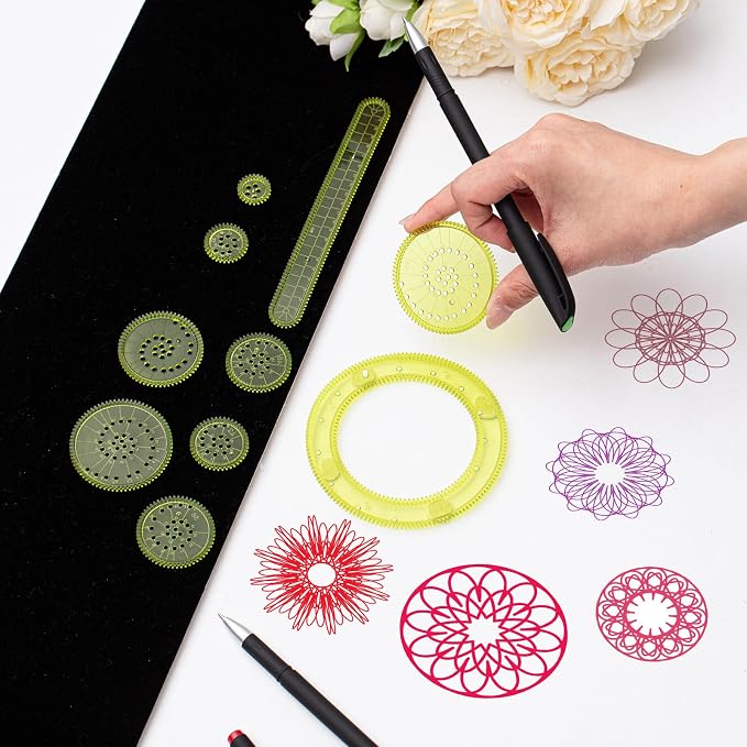 Chivao Spiral Art Kit Circle Stencils Drawing Tool Geometric Ruler,Vivid