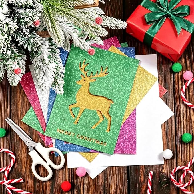 40 Sheets A5 Glitter Cardstock, 20 Colors, Greeting Card, Scrapbook, DIY