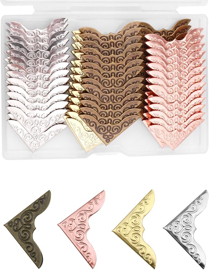 Olldag 100 PCS Metal Book Corners Protectors for Photo Albums Scrapbooking
