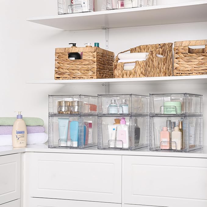 Vtopmart Clear Stackable Storage Drawers, 8 Pack Medium Set