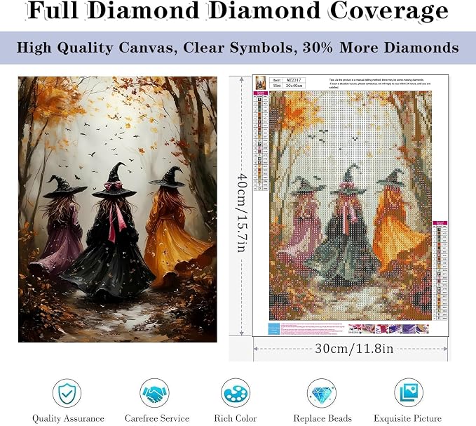 HHMATITS Halloween Diamond Art Kits for Adults 12 X 16Inch