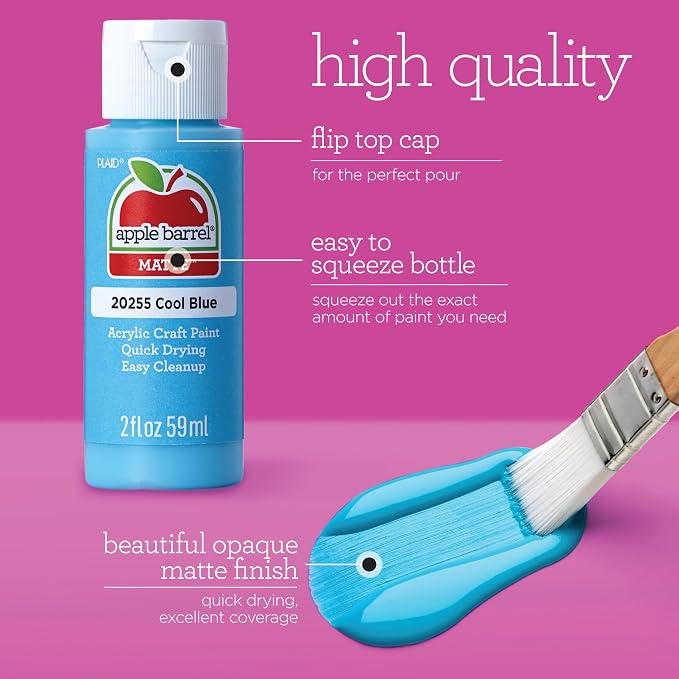 Apple Barrel 36 Piece Acrylic Craft Paint Kit for DIY Arts and Crafts, Matte Finish (2 fl oz each)