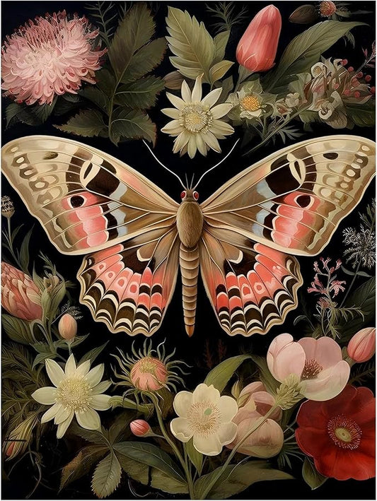 Moth Paint by Numbers Kit for Adults, 16x20 inch | DIY Painting Kits Crafts for Adults, Relieve Stress, Gift, Home Wall Decor