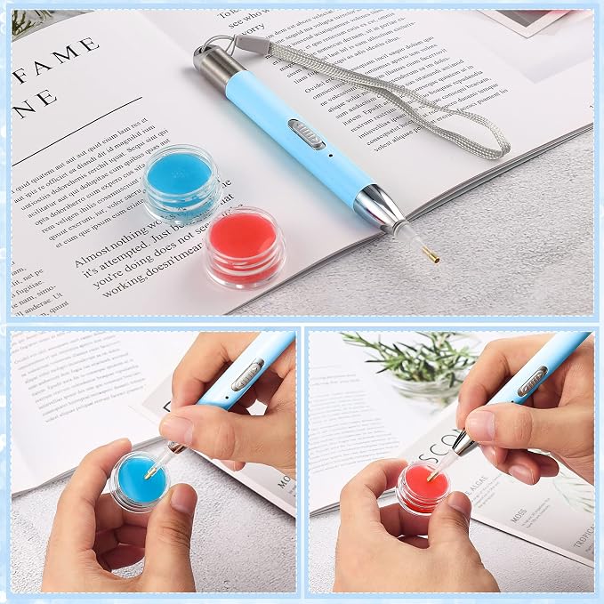 Chuangdi 2 Pcs Diamond Painting Art Drill Pen with Light,Blue, Green