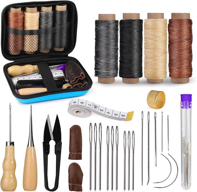Leather Sewing Kit Leather Stitching Kit with Sewing Awl Waxed Thread