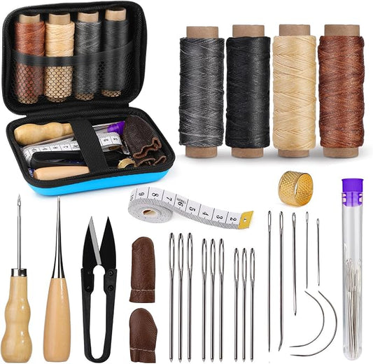 Leather Sewing Kit Leather Stitching Kit with Sewing Awl Waxed Thread