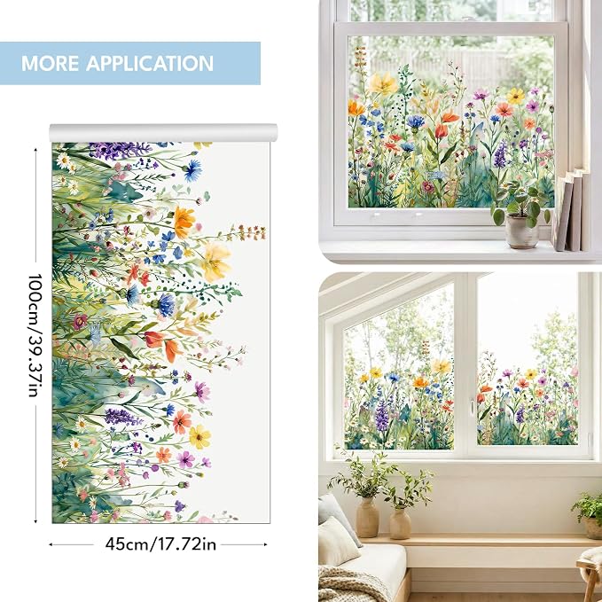 ADD.HERES Stained Glass Window Film, Window Film Decorative, 17.5 x 78.7 in