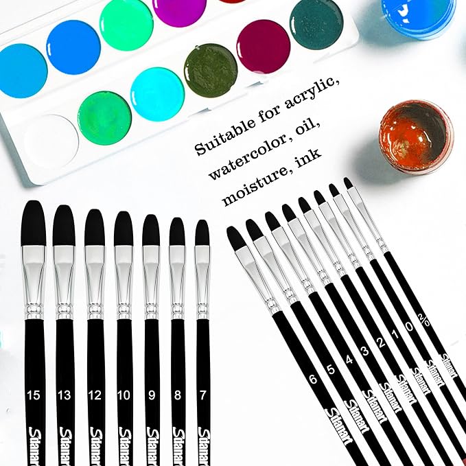 Sdanart Filbert Paint Brushes Set,15 PCS Artist Brushes,Filbert Art Brush