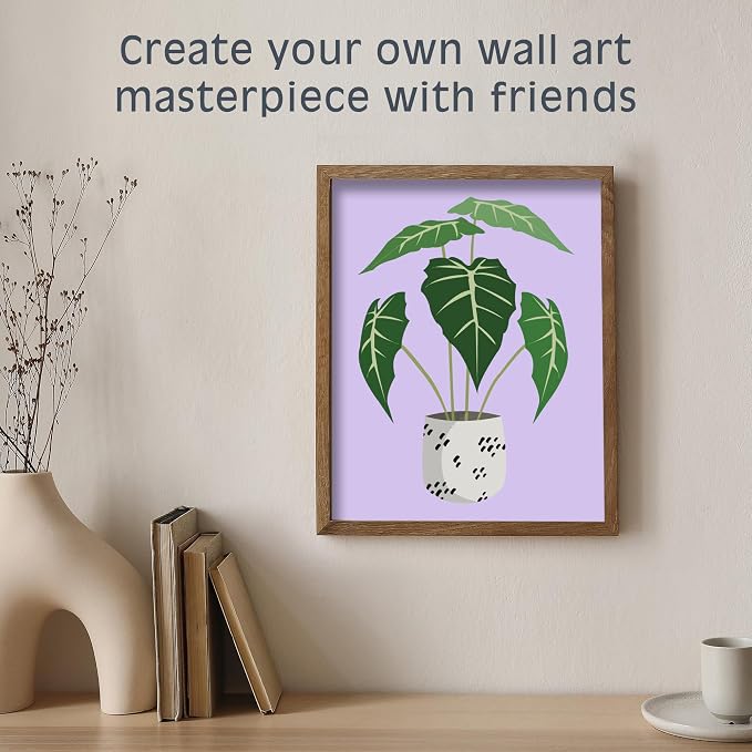Pink Picasso Paint by Number Kit, All Ages, 8x10, Just Leafy | Mid Century Modern Collection, Acrylic Paints and Brushes included, Pre-printed high quality canvas, DIY art kit, Gift-ready