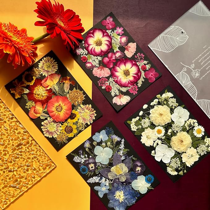 MIKIYA 92Pcs Pressed Dried Flowers for Resin, Real Assorted Natural Bulk Dry Floral Leaves for DIY Art Crafts, Epoxy Molds, Jewelry, Soap, Candle Making, Nails Decors