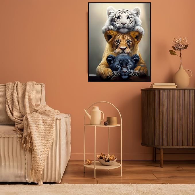 Three Tigers Painting by Numbers Kit for Adults Beginner,11.8X15.7 Inch | Color by Numbers for Adults,Adult Paint by Number Kits on Canvas,Paint by Numbers Easy Oil Painting for Home Wall Decor