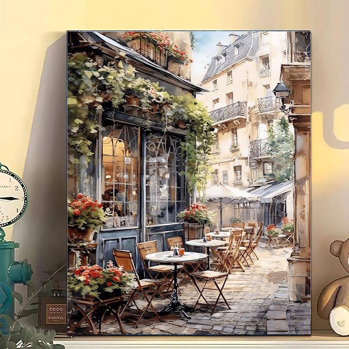 Arttoplus Street Cafe Paint by Numbers Kit for Adults Beginner 16x20 inch | Landscape Adult Paint by Number Kits on Canvas, Diy Oil Painting by Number for Gift Home Wall Decor (Without Frame)