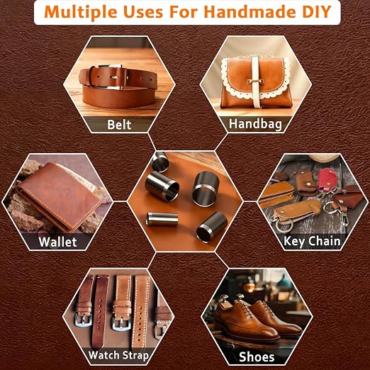 24 Pieces Leather Circle Cutter Tool Set, Hole Punch Tools with 1-15mm 20 25 30 35 40 45 50 55 60mm, High Carbon Steel Round Cutting Dies, Hole Punch Tool Kit for DIY Leather Crafts