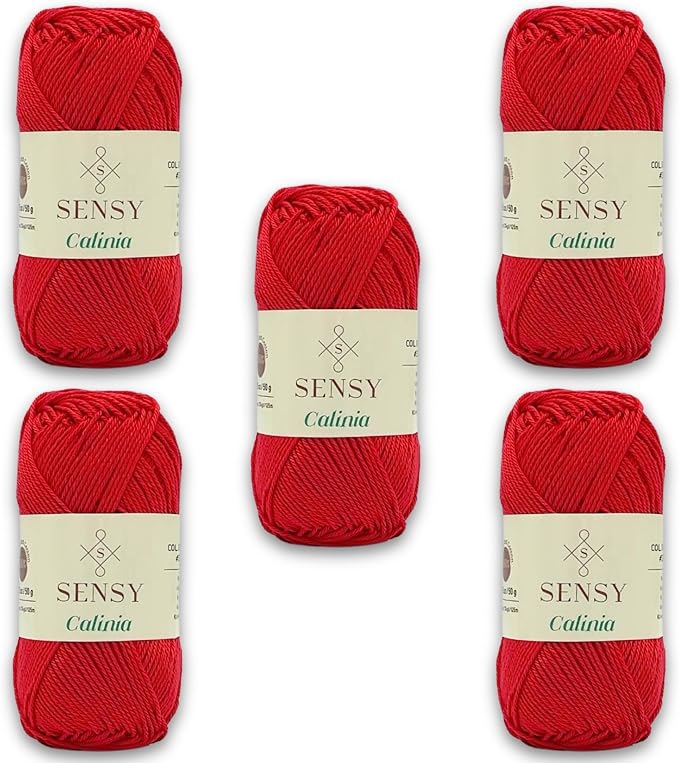 S Sensy Calinia-Mercerized Giza Cotton Amigurumi Yarn 5 Pack Red 131 Yards