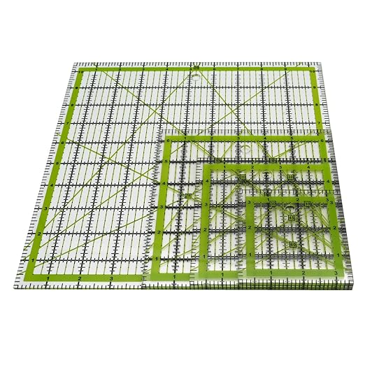 Quilting Rulers,Sewing Ruler,4 Piece Acrylic Square Quilting Templates,Clear Precision Ruler for Quilting Sewing,Tools Supplies Accessories Green(3.5"x3.5" 5"x5" 6.5"x6.5" 10.5"x10.5")