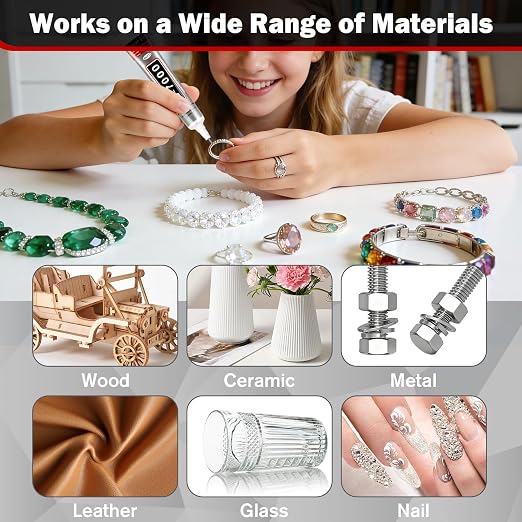 B-7000 Glue Clear with Precision Tip, 15ml 10 Pack Multi-Function Craft Adhesive, Waterproof Strong Bond Glue for Jewelry Making, Rhinestones, Bedazzling, Crafts, Shoes, Fabric, Phone Repair