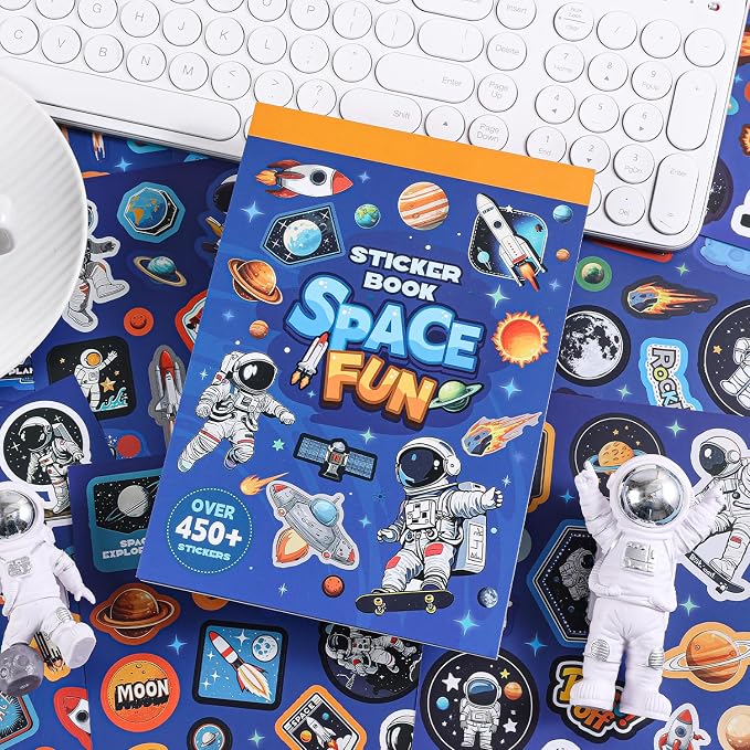 24 Sheets Space Stickers - 450+ Vibrant Planets, Astronauts and Rockets Decal Sticker Book for DIY Craft, Scrapbooking, Journaling and Laptop Decoration, Outer Space Stickers, Men, Women