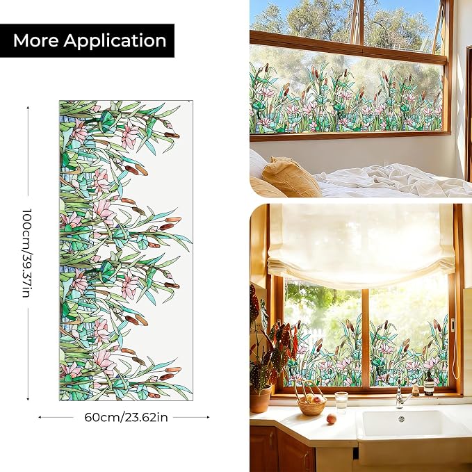 ADD.HERES Stained Glass Window Film, Window Film Decorative, 17.5 x 39.37in