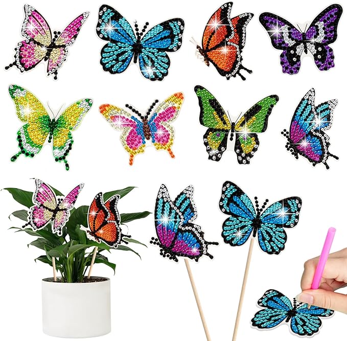 Wivico 8Pcs Diamond Art Butterfly Kits for Adults,Diamond Painting Crafts.