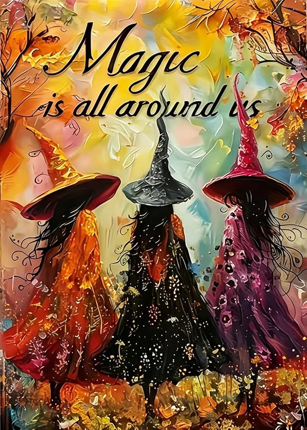 LKHMVCA Halloween Fall Witch Forest Paint by Number Kits for Adults, DIY Paint by Numbers Kits for Adults Beginners Without Frame, Acrylic Paint Canvas Painting Kits Art for Home Decor 16x20 Inch
