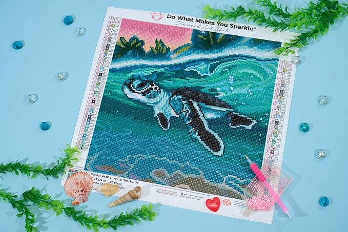 DIAMOND ART CLUB Tropical Sea Turtle Diamond Art Kits for Adults