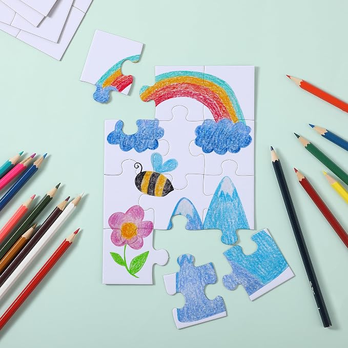 Mr. Pen- Blank Puzzle, 10 Sets, 12/28/48 Pieces/Pack, 8.2" x 5.6" (Pack of 4)