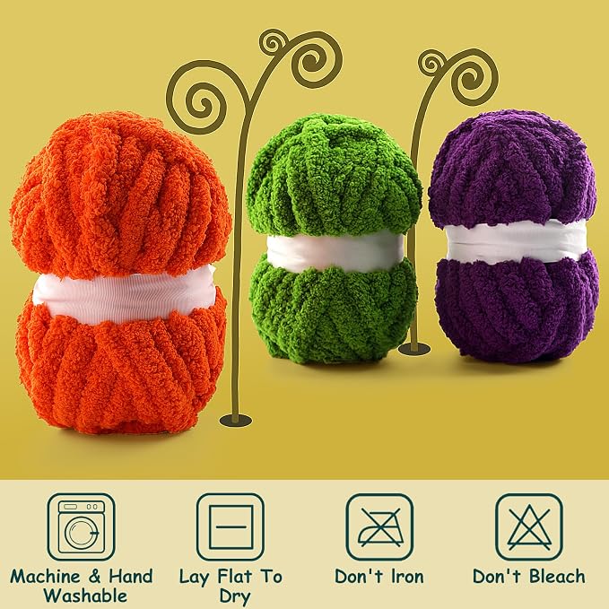 Chunky Yarn for Hand Knitting, Purple Chunky Chenille Yarn for Crocheting