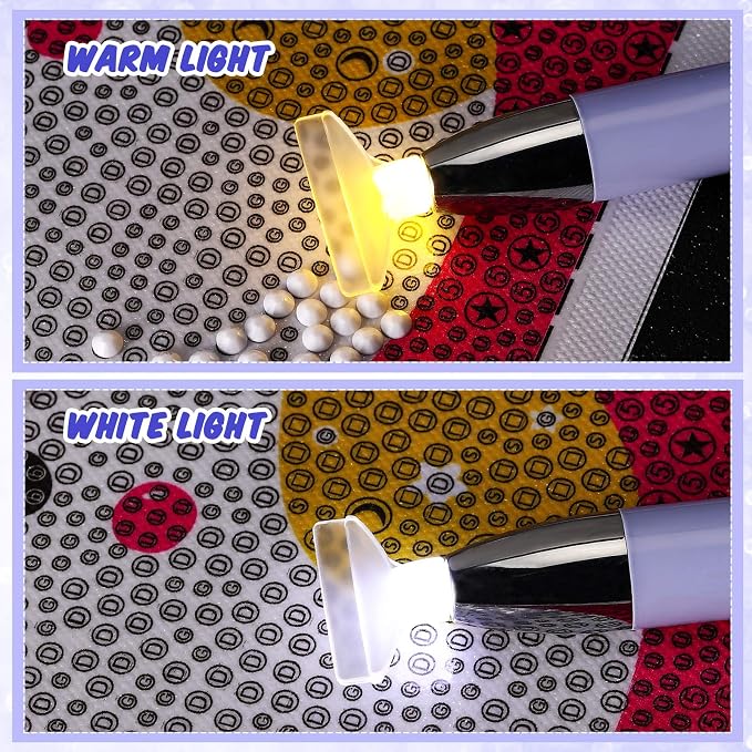Chuangdi 2 Pcs Diamond Painting Art Drill Pen with Light,Purple, Yellow