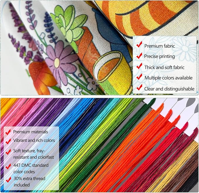 Zhenqing Rainbow Tree of Life Embroidery Kit for Beginners - 29x29cm Printed Fabric with Hoop & Full Tools (C0060)