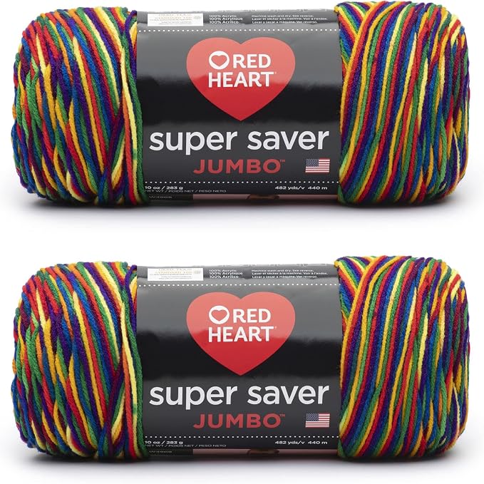 Red Heart Super Saver Jumbo Yarn for Crocheting, Mexcana, 2-Pack