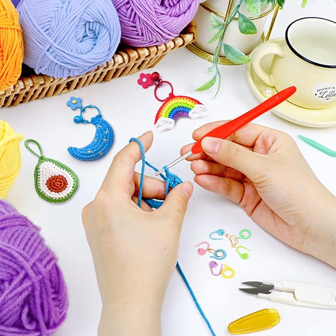 20 Large Acrylic Yarn Skeins-105 PCS Crochet Kit with Hooks Yarn Set, Premium Bundle Includes 2000 Yards Yarn Balls, Needles, Accessories, Ideal Starter Pack for Adults Beginner Professionals