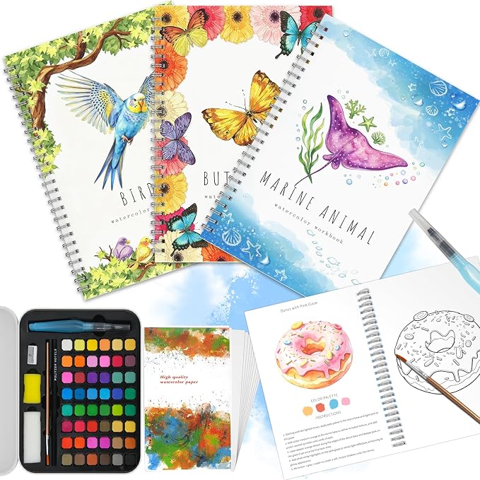 Water Coloring Book for Beginners 30 Different Patterns & 48 Colors