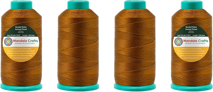 Mandala Crafts Size 69 210D T70 Brown Combo Bonded Nylon Thread, 6000 YDs