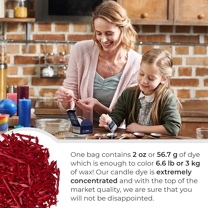 Red Candle Dye 2oz for Soy Candle Making – Concentrated Wax Color Chips | Highly Concentrated Candle Wax Dyes – Candle Shop Premium Color Dye Chips for Soy Wax, Beeswax, Paraffin
