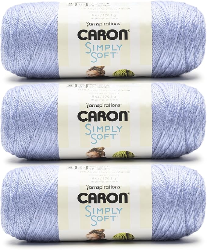 Caron Simply Soft Yarn for Crocheting & Knitting, Periwinkle, 3-Pack | #4 Worsted Medium, Soft 100% Acrylic Yarn for Crochet, Knitting, Blankets and Crafts, 315 Yards, 170.1g/6oz per skein