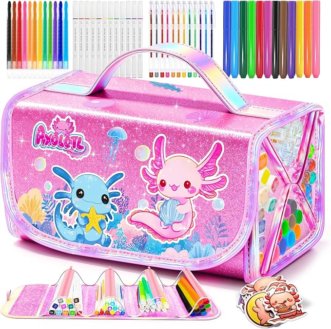 DreamyCandy 70 Pcs Washable Markers Set for Kids 4-8, Axolotl Art Set Gifts