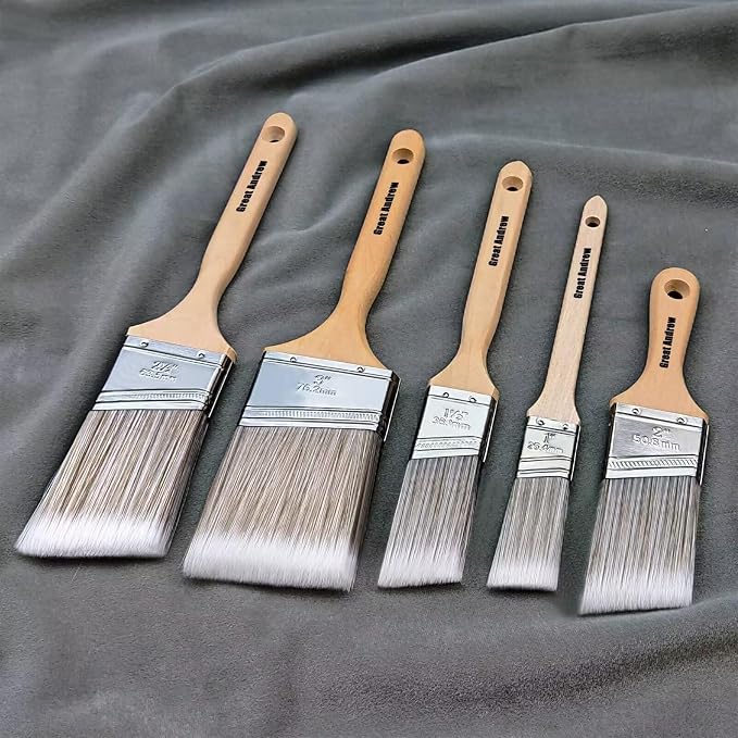 Great Andrew 10 Pack Paint Brushes Bulk 1" 1.5" 2" 2.5" 3" Angled