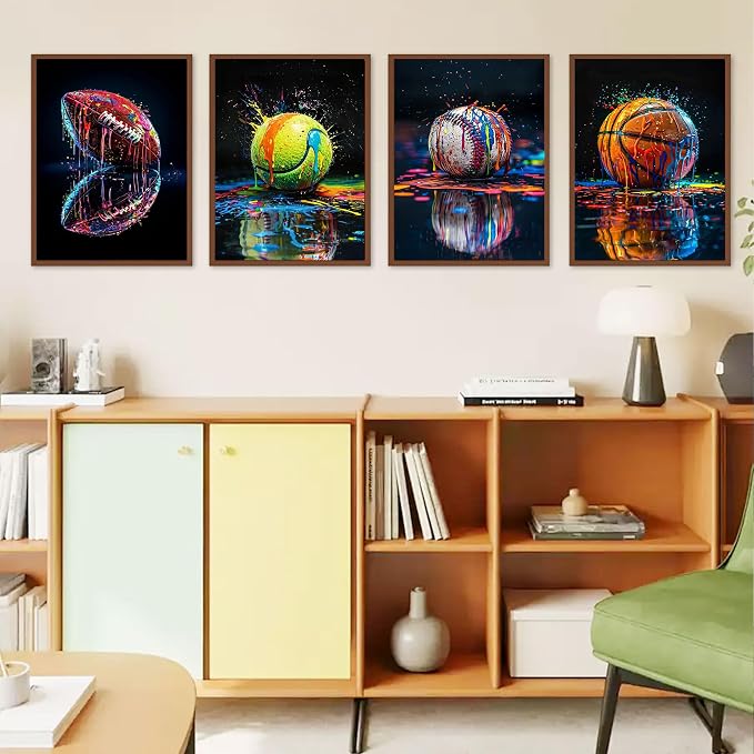 Amaieuin 6 Pack Ball Sports Diamond Art Kits for Adults Beginners 10x12inch