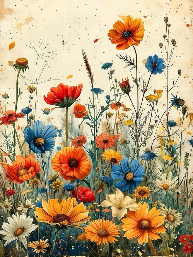Flower Diamond Art Kits for Adults, 5D Diamond Painting for Adult Beginners | DIY Full Drill Round Gem Painting Dot Art for Adults，Home Wall Decor 11.8x15.7 Inch