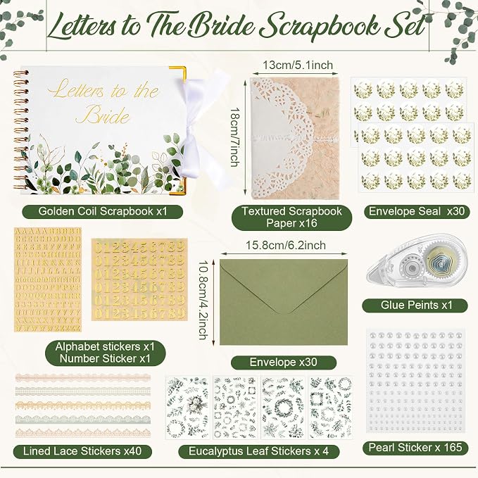 Humyoun Letters to Bride Scrapbook,8.5 X 7 Inch,Eucalyptus,Green