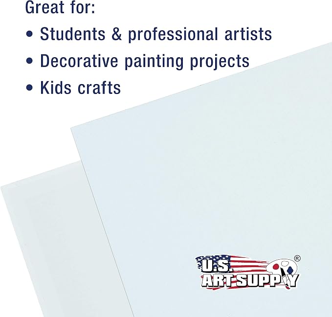 U.S. Art Supply 5 X 5 Inch Art Canvas Board Panels 12 Pack - 8 Ounce | Heavyweight Cotton Acid Free Canvases for Painting Acrylics and Watercolor (1 Case of 12 Single Canvas Painting Panels)