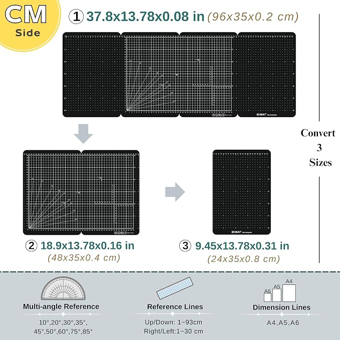 iMAT Flip Cutting Mat M Type Foldable Double-Sided Ash Grey