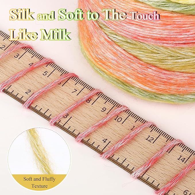 Katech 4 Pack of 100g/3.52 oz Gradient Cake Yarn for Crocheting-Ombre Yarn | 100g/3.52 oz-DK Light Weight #3-60% Cotton 30% Acrylic 10% Wool-Perfect for Scarves, Shawls, Blankets and Garments(H)