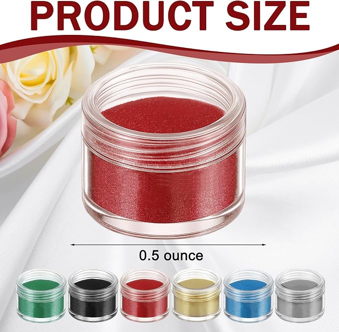 6 Pcs 0.5 Ounce Glitter Embossing Powder Set for DIY Crafts Greeting Cards Making Scrapbooking Wedding Invitations (Multicolor)