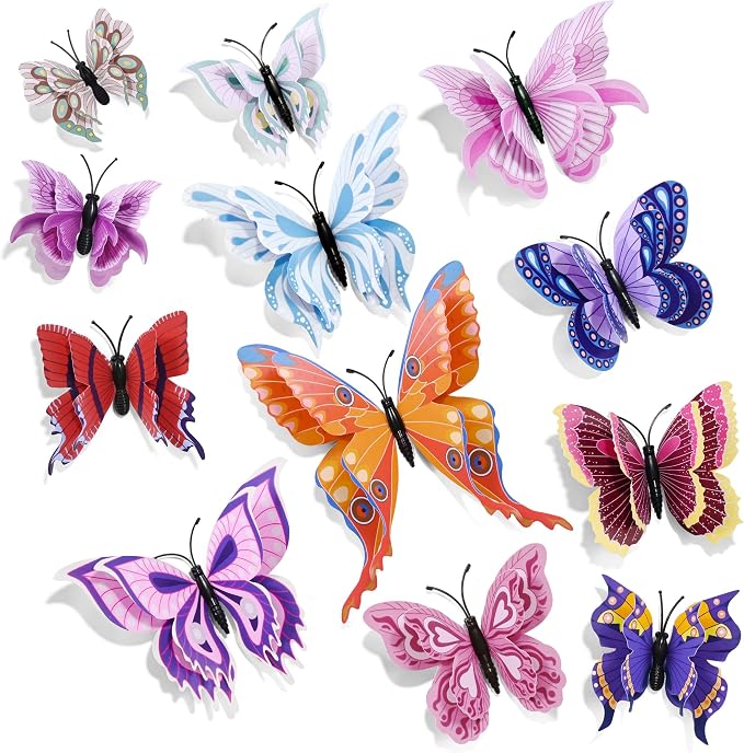 SAOROPEB 3D Butterfly Wall Decor, 24 Pcs Boho Butterfly Decorations