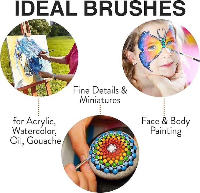 Professional Artist Paint Brush Set of 12 - Painting Brushes Kit for Kids, Adults Fabulous for Canvas, Watercolor & Fabric - for Beginners and Professionals - Great for Water, Oil or Acrylic Painting
