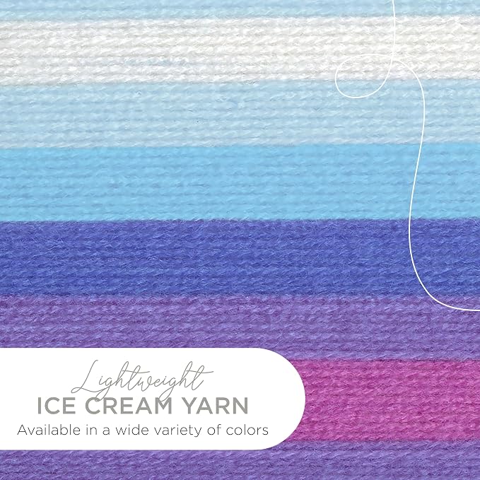 Lion Brand Yarn, Ice Cream Crochet Yarn, Moon Mist, Multicolor, 3 Pack