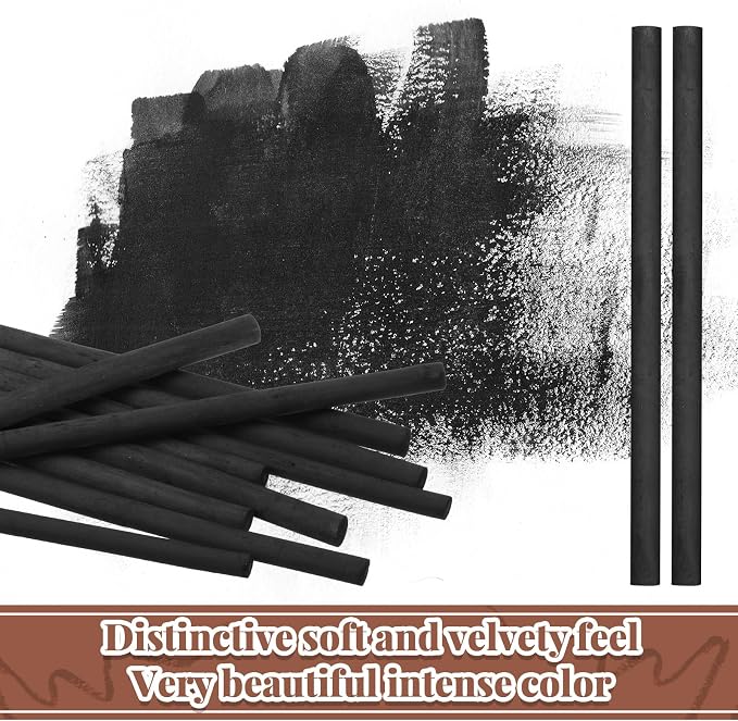 Gueevin 25 Pcs Soft Willow Charcoal Sticks Drawing,7-9mm | For Artists Beginners Students, Vine Charcoal Bulk for Sketching Shading Fine Art, Assorted Sizes, Back to School Gifts