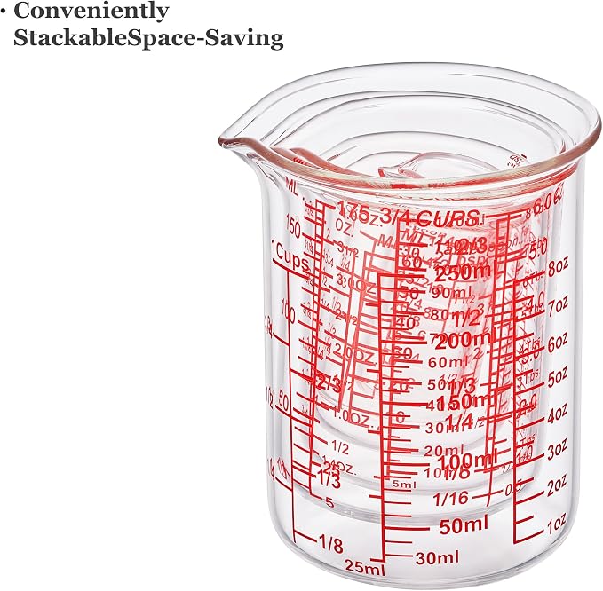 Ackers BORO3.3 Glass Measuring Cup Set, Beaker Style, 7-Piece